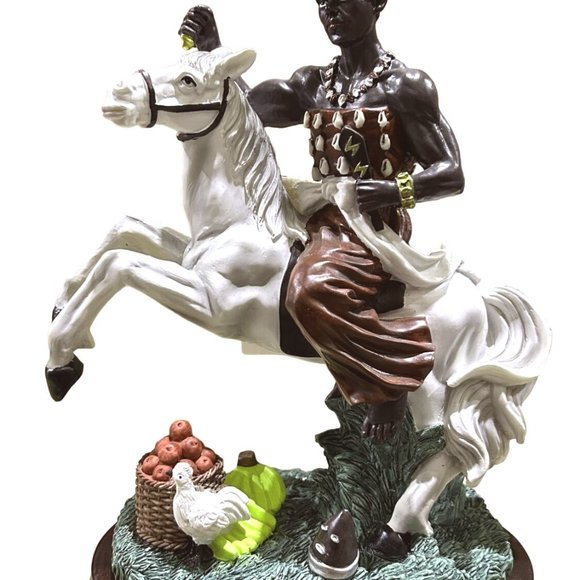 Shango Orisha Figurine White Horse Chango Statue African God of Thunder - Picture 6 of 10